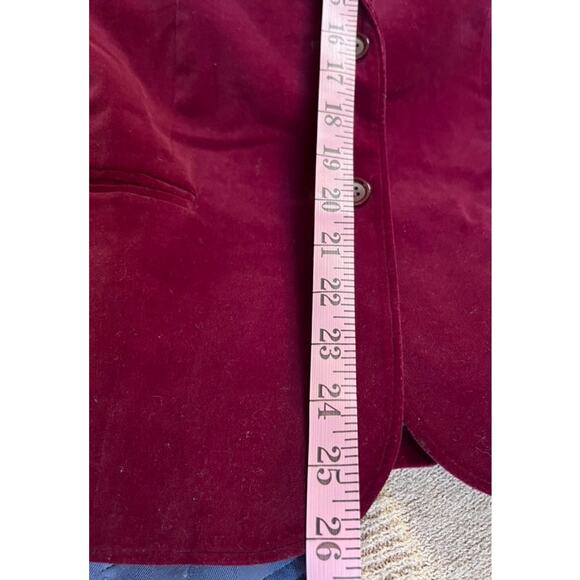 Vintage Changing Scene Velour Two Button Blazer Size 14 Berry Red Wine Cosplay - Picture 9 of 10